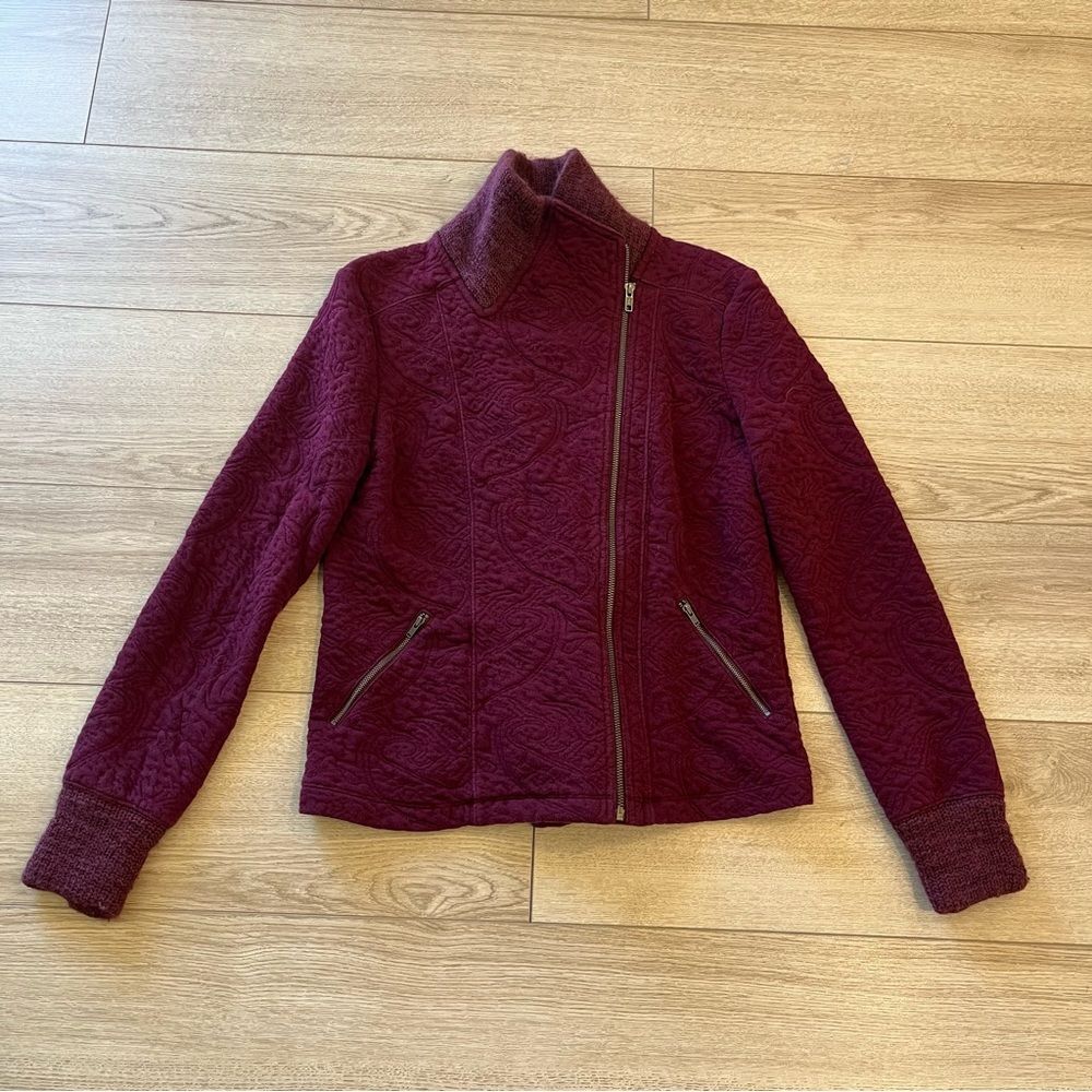 Anthropologie Quilted Zip-Front Jacket in Deep Wine